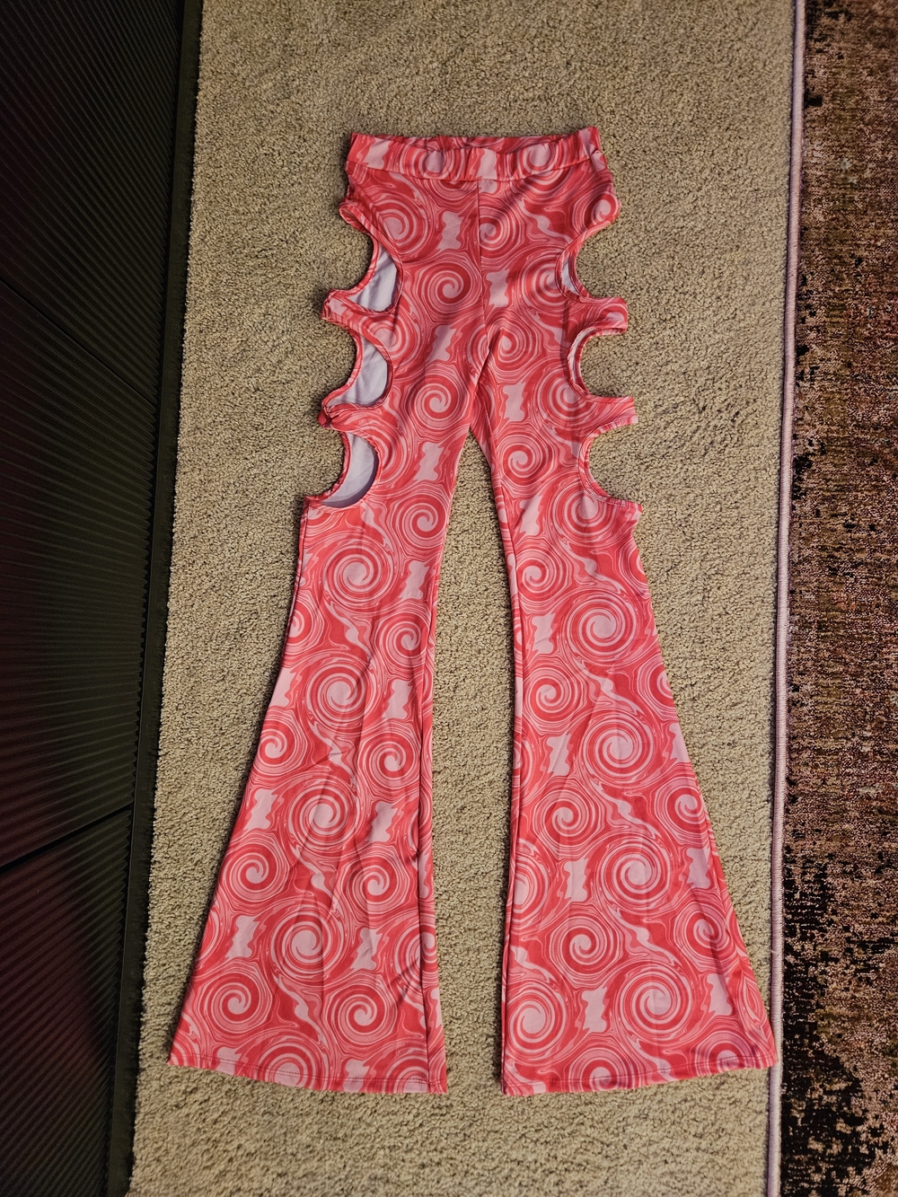 iHeartRaves Pink Swirl Cutout Flare Pants